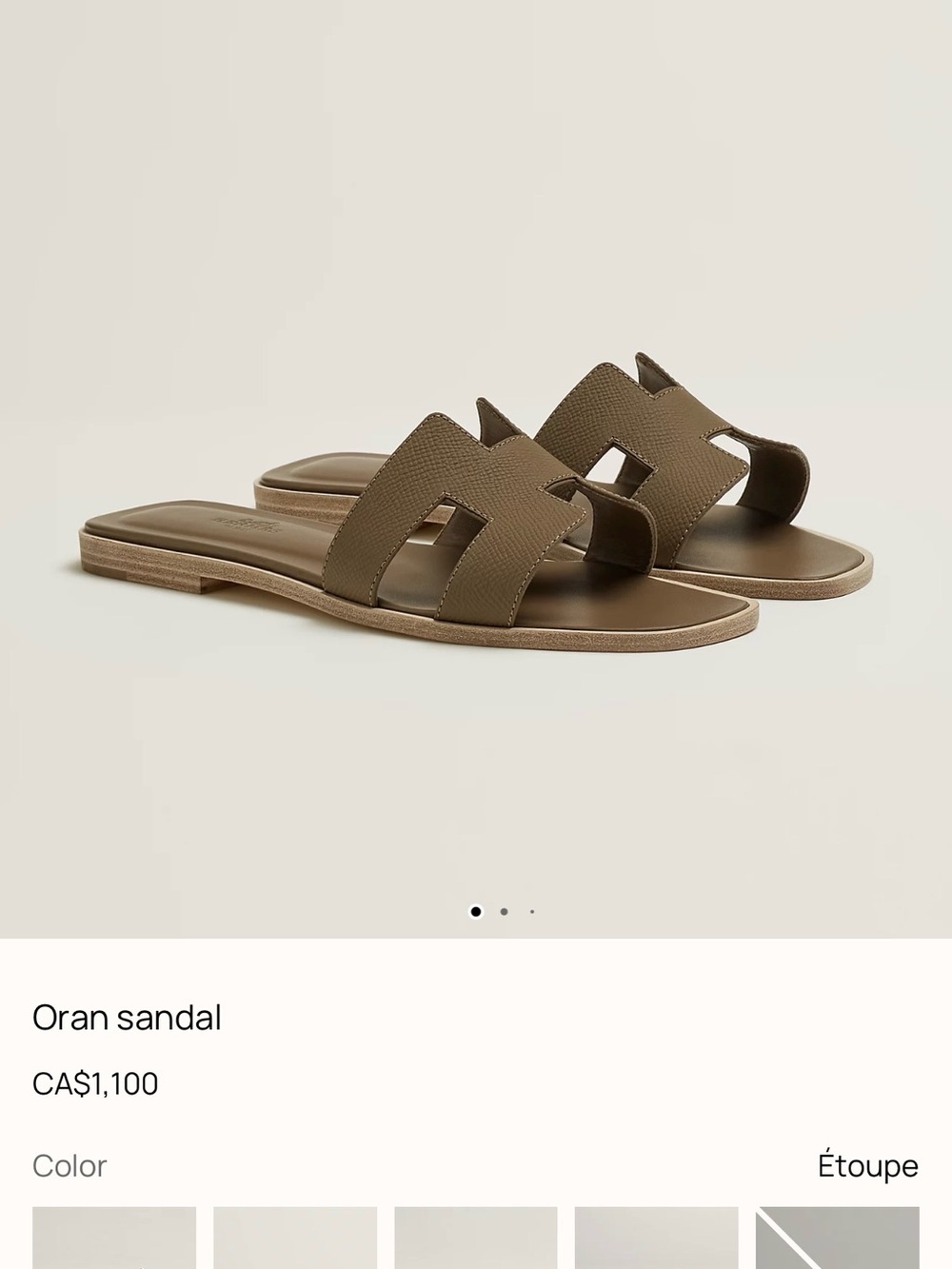 Hermes Brown Epsom Oran Slide Sandals - Picture 4 of 6